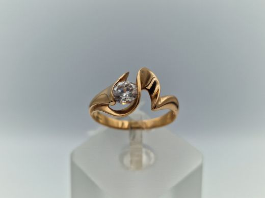 Zelta gredzens ar cirkoniju, 2.86 g, izm. 17.5