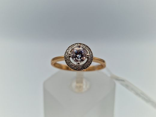 Zelta gredzens ar cirkoniju, 2.8 g, izm. 19