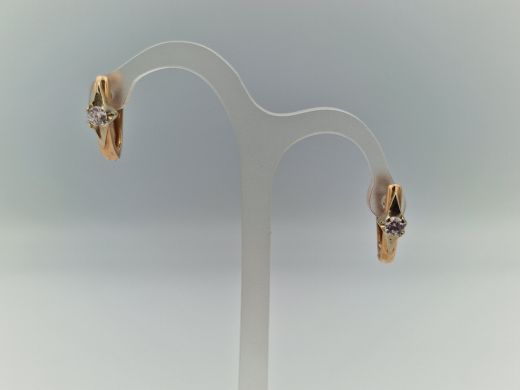 Золотые серьги с цирконом, 2.3 г