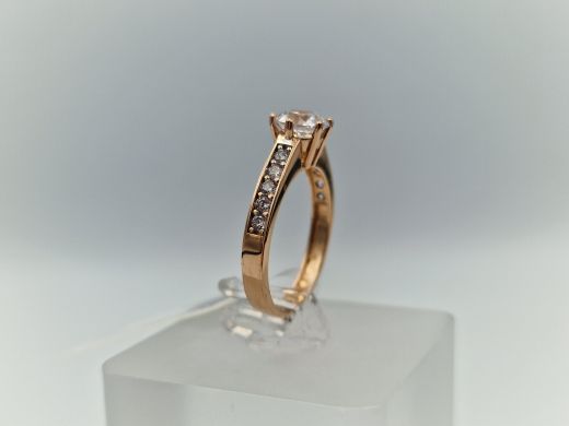 Zelta gredzens ar cirkoniju, 2.26 g, izm. 16