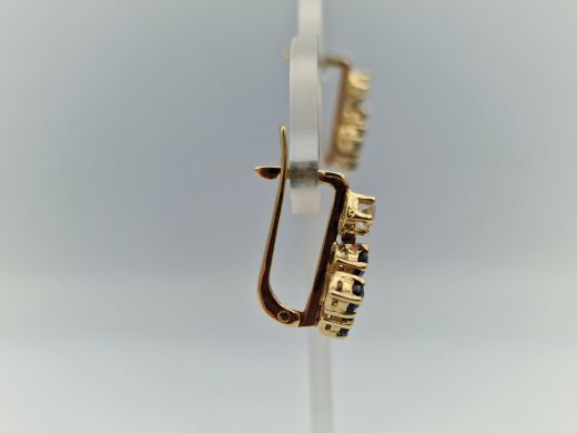 Zelta auskari ar briljantu un safīru, 3.95 g