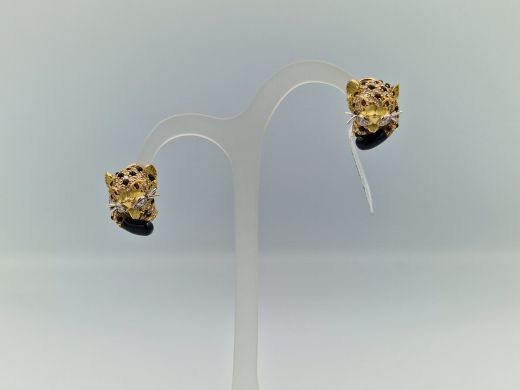 Золотые серьги с бриллиантом, 15.67 г