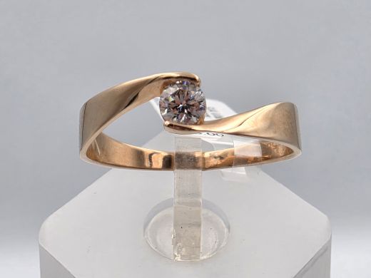 Gold ring with zircon, 2.42 g, size 19.5