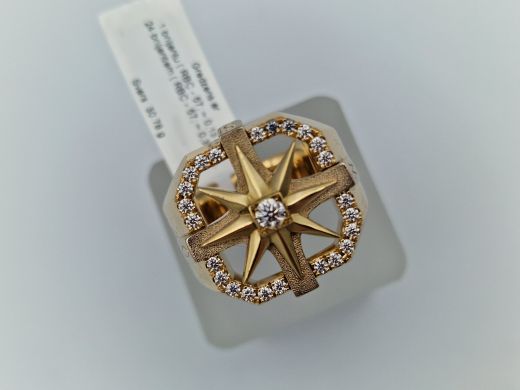 Zelta gredzens ar briljantu, 30.78 g