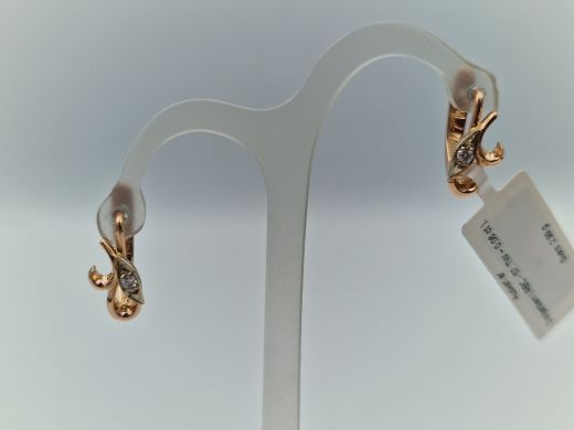 Золотые серьги с бриллиантом, 2.99 г