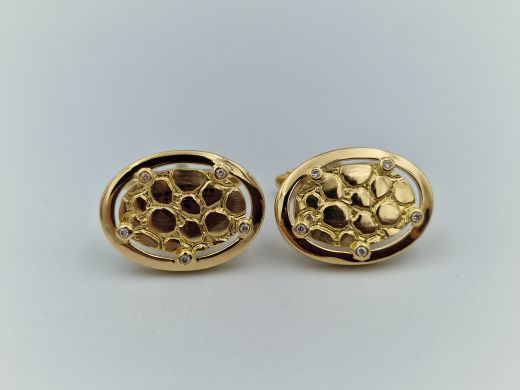Gold cufflinks with diamonds, 19.55 g