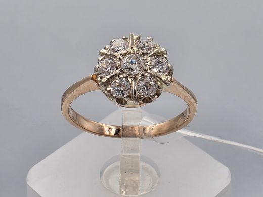 Gold ring with zircon, 2.76 g, size 17.5
