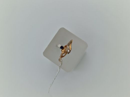 Zelta gredzens ar briljantu un safīru, 2.09 g, izm. 17.2