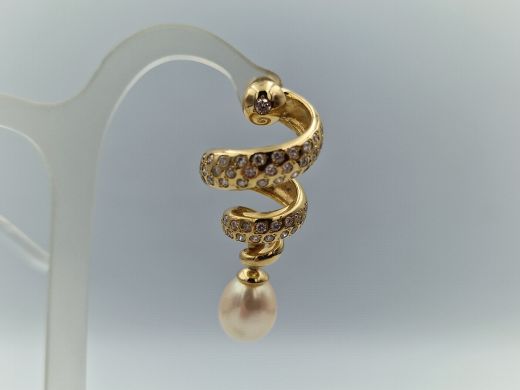 Золотые серьги с бриллиантом, 12.92 г