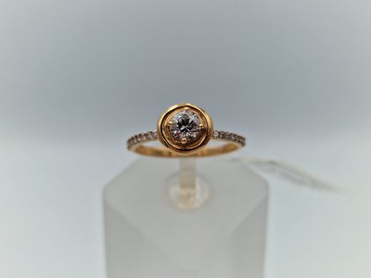 Zelta gredzens ar cirkoniju, 2.56 g, izm. 16