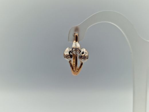 Золотые серьги с бриллиантом, 2.71 г