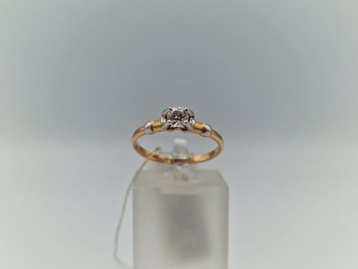 Zelta gredzens ar cirkoniju, 1.62 g, izm. 17.5