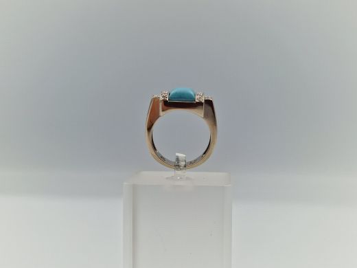 Zelta gredzens ar tirkīzu un cirkoniju, 6 g, izm. 18