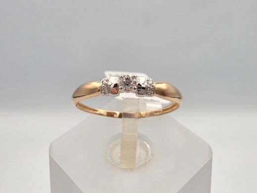 Zelta gredzens ar cirkoniju, 0.85 g, izm. 17