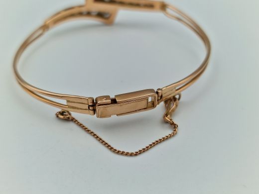 Zelta rokassprādze ar cirkoniju, 14.11 g