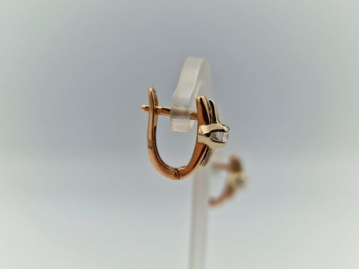 Золотые серьги с цирконом, 2.3 г