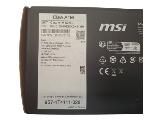 MSI Claw A1M 512 gb