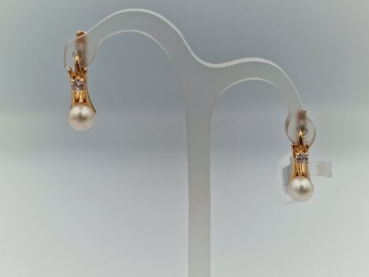 Золотые серьги с цирконом, 2.78 г