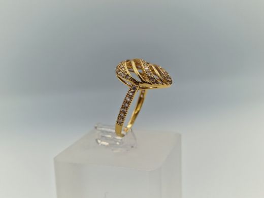 Zelta gredzens ar cirkoniju, 2.5 g, izm. 17.6