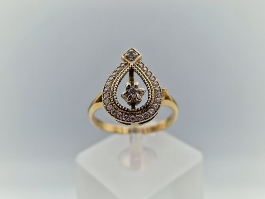 Zelta gredzens ar cirkoniju, 3.5 g, izm. 18.5