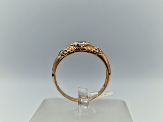 Zelta gredzens ar cirkoniju, 2.37 g, izm. 17.2