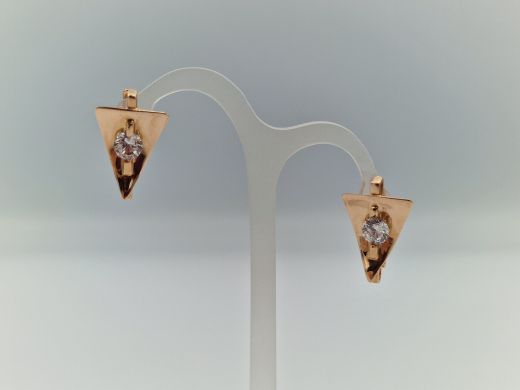 Золотые серьги с цирконом, 4.9 г