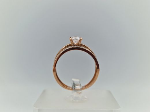 Zelta gredzens ar cirkoniju, 2.1 g, izm. 16