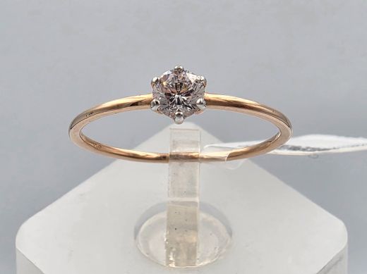 Gold ring with zircon, 0.99 g, size 17.5