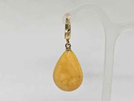 Золотые серьги с янтарьом, 5.84 г