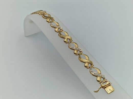 Zelta rokassprādze ar cirkoniju, 18.96 g, izm. 19