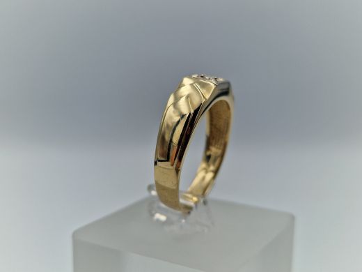 Zelta vīriešu gredzens ar cirkoniju, 4.36 g, izm. 20