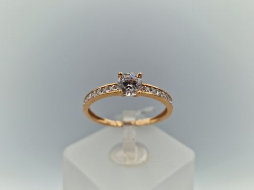 Zelta gredzens ar cirkoniju, 1.43 g, izm. 18