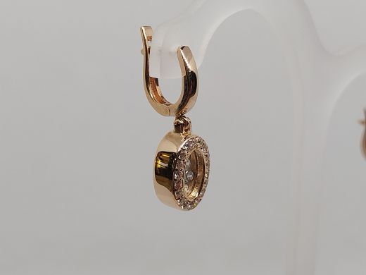 Золотые серьги с цирконом, 7.9 г