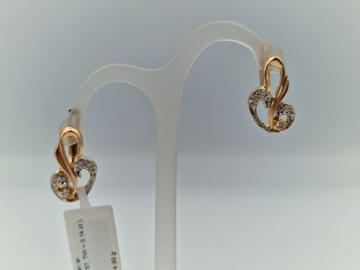 Золотые серьги с бриллиантом, 4.99 г