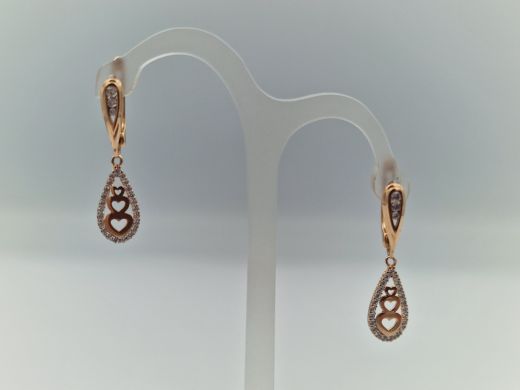 Золотые серьги с цирконом, 2.4 г