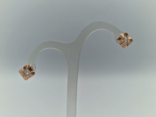 Золотые серьги с цирконом, 1.15 г