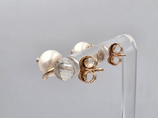 Золотые серьги с жемчугом, 1.50 г