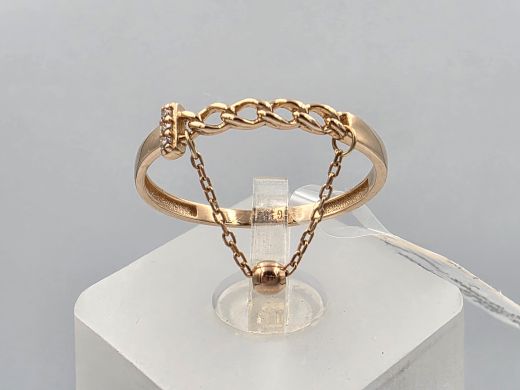 Gold ring with zircon, 1.01 g, size 17.5