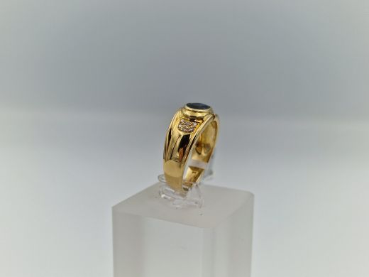 Zelta gredzens ar briljantu un safīru, 7.27 g, izm. 20