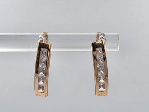 Gold earrings with zircon, 1.42 g