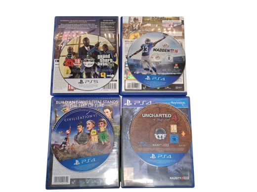 Madden16/ Civilizition VI/ Grand theft auto/ Uncharted 4 PS4