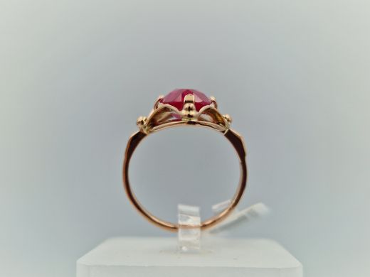 Zelta gredzens ar koraļļi, 4.27 g, izm. 16.5