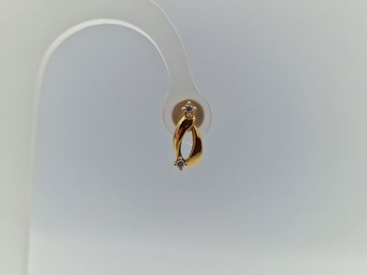 Золотые серьги с бриллиантом, 2.78 г