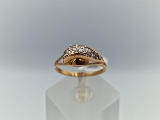 Zelta gredzens ar cirkoniju, 2.5 g, izm. 18