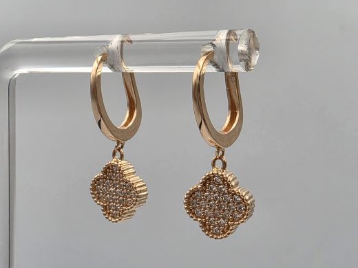 Золотые серьги с цирконом, 2.76 г
