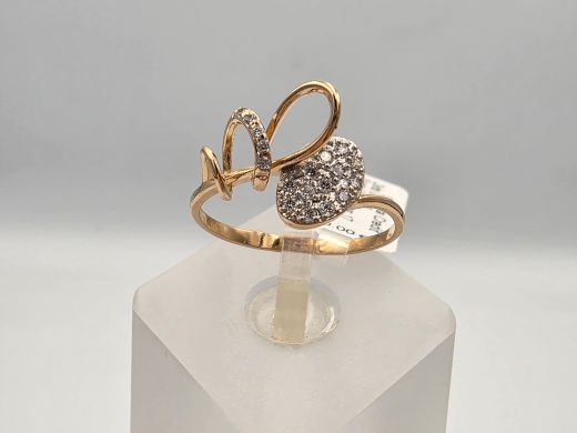 Gold ring with zircon, 1.5 g, size 17