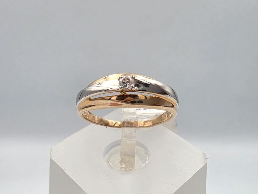 Zelta gredzens ar cirkoniju, 1.81 g, izm. 16.5