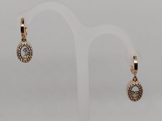 Золотые серьги с цирконом, 7.9 г