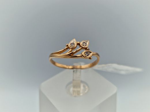 Zelta gredzens ar cirkoniju, 1.42 g, izm. 17