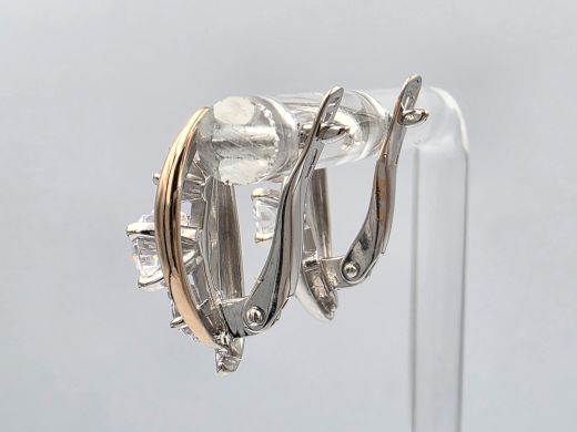 Gold earrings with zircon, 3.76 g